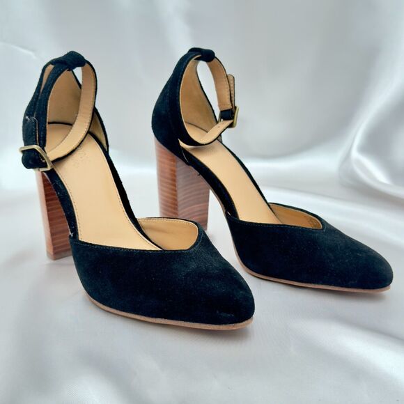 Soludos The Colette Black Split Suede Leather Block Heels Sandal Size 9 - Picture 6 of 11